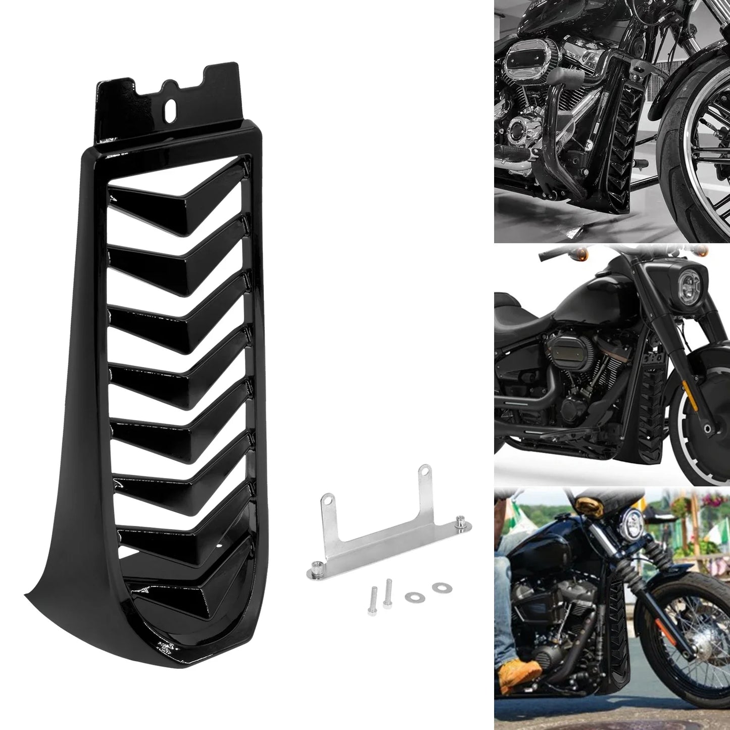 Motorcycle Black Front Lower Radiator Chin Fairing Spoiler Frame Cover For Harley Softail Street Fat Bob Breakout FXBR 2018-2023