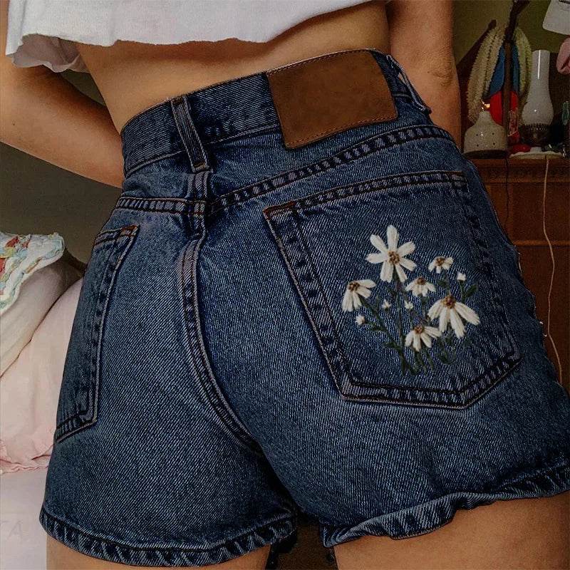 Floral Embroidered High Waist Shorts - P12 Hub Europe