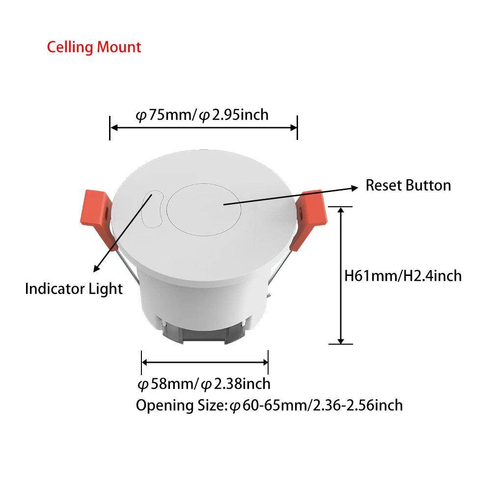 Radar Presence Sensor | WiFi/Zigbee, 16A Relay, Tuya - P12 Hub Europe