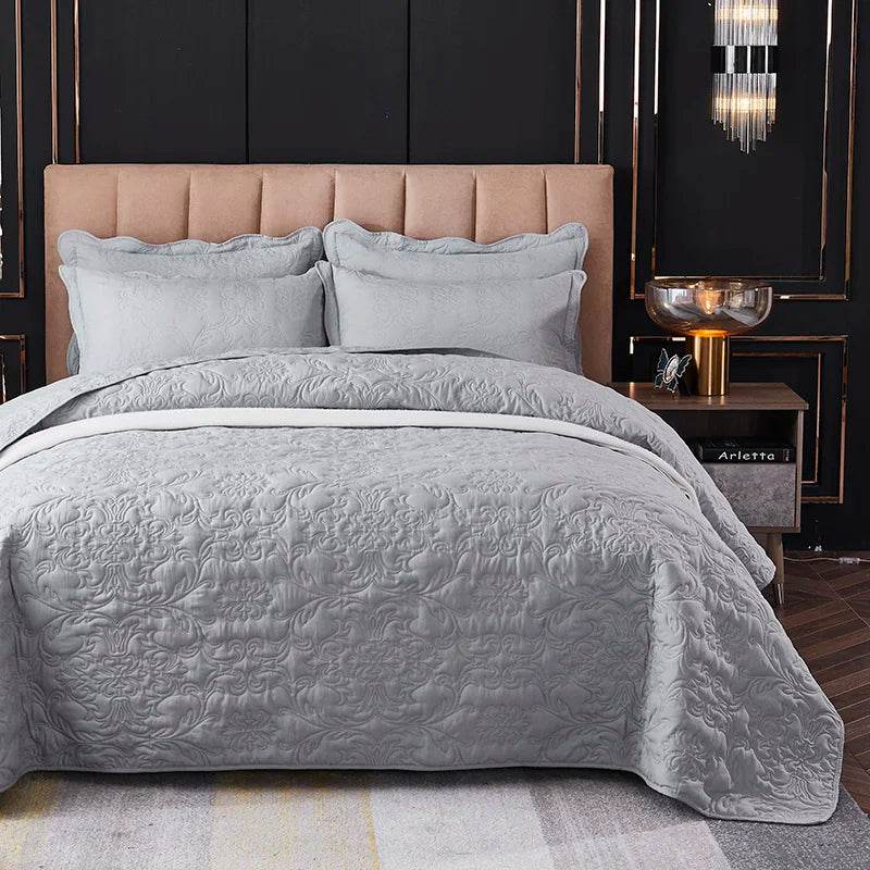 WOSTAR Quilted thicken flat bed sheet summer bedspread solid jacquard couple bed linens luxury double bed bedding king size - P12 Hub Europe