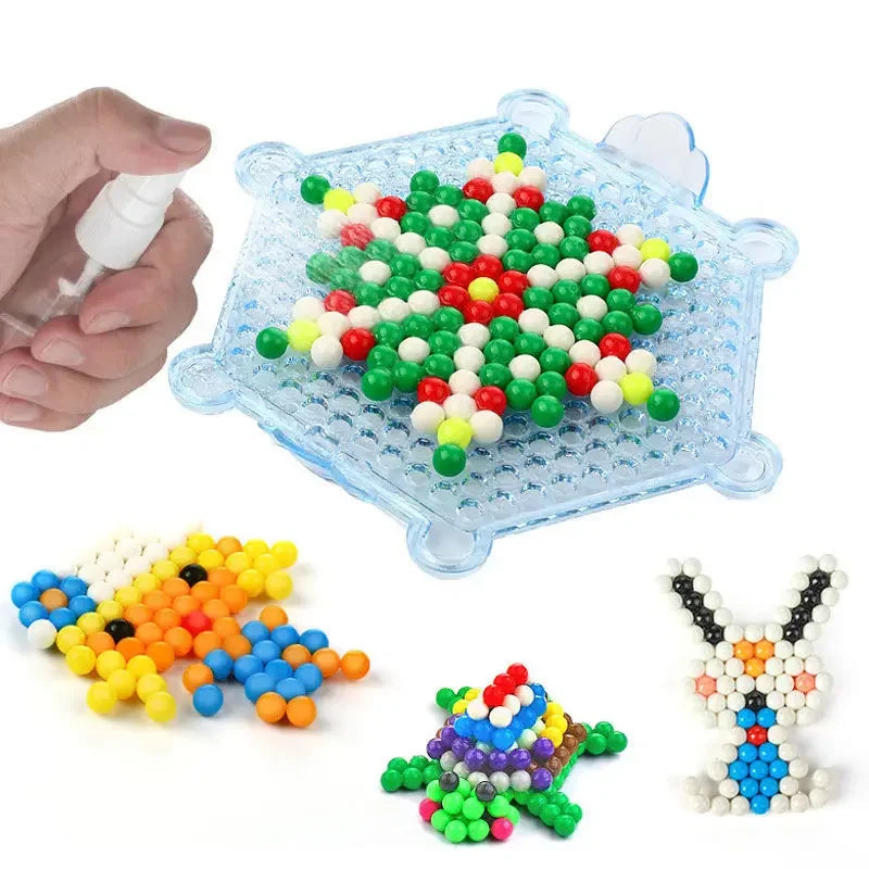 DIY Water Spray Magic Sticky Beads Toy Set Children's Handmade Puzzle Craft Kit Sensory Crystal Beads Kids Art Educational Gifts