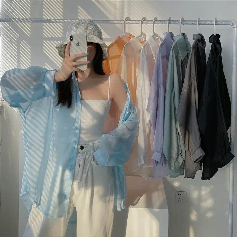 Semi Sheer Button Down Shirt - P12 Hub Europe