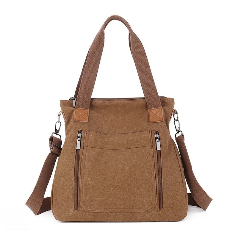 Cross-border large-capacity canvas women's bag, casual cross-body bag, Korean-style fashionable tote bag, simple handbag, new st