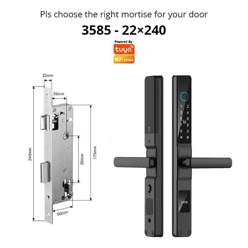 WiFi Sliding Door Lock | IP66, Fingerprint, Card, Code, Glass/Aluminum - P12 Hub Europe