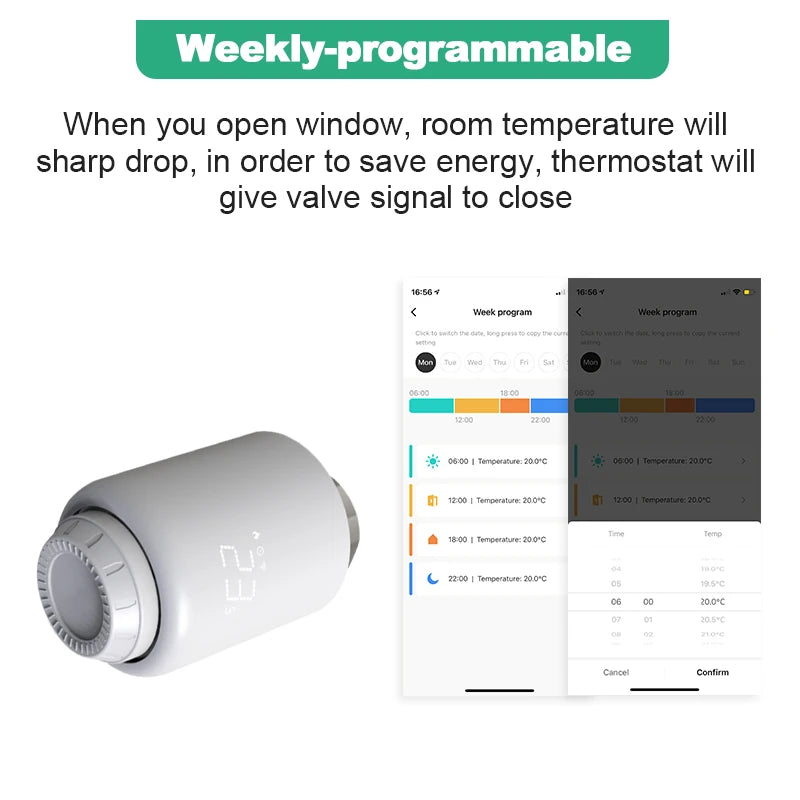 Tuya Smart Home Zigbee 3.0 Smart Thermostatic Radiator Valve Head Zigbee Thermostatic Valves TRV Compatible Google Home Alexa