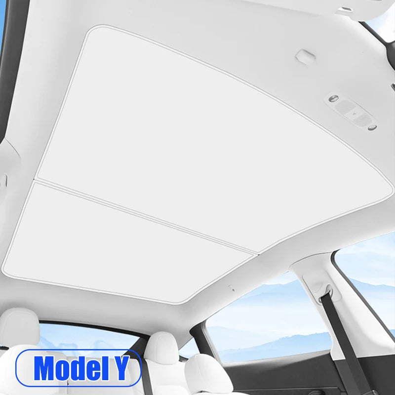 For Tesla Model 3 Y 2021-2025 New Upgrade Ice Cloth Buckle Sun Shades Glass Roof Sunshade Front Rear Sunroof Skylight