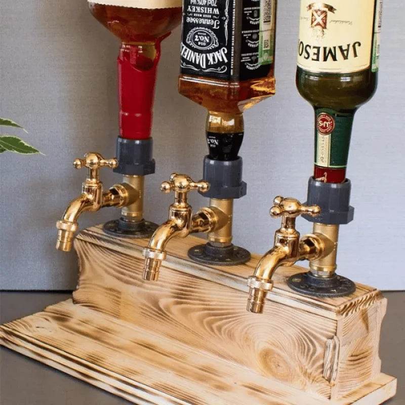 Liquor Alcohol Whiskey Wood Dispenser Whisky Bottle Rack and Pour Acohol Dispenser for Home Bar Unique Gift for All Wine Lovers - P12 Hub Europe