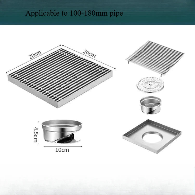 Thickened 304 Stainless Steel Large Floor Drain Outdoor Courtyard Garden Open-air Balcony Outdoor Large Bamboo Raft Floor Drain