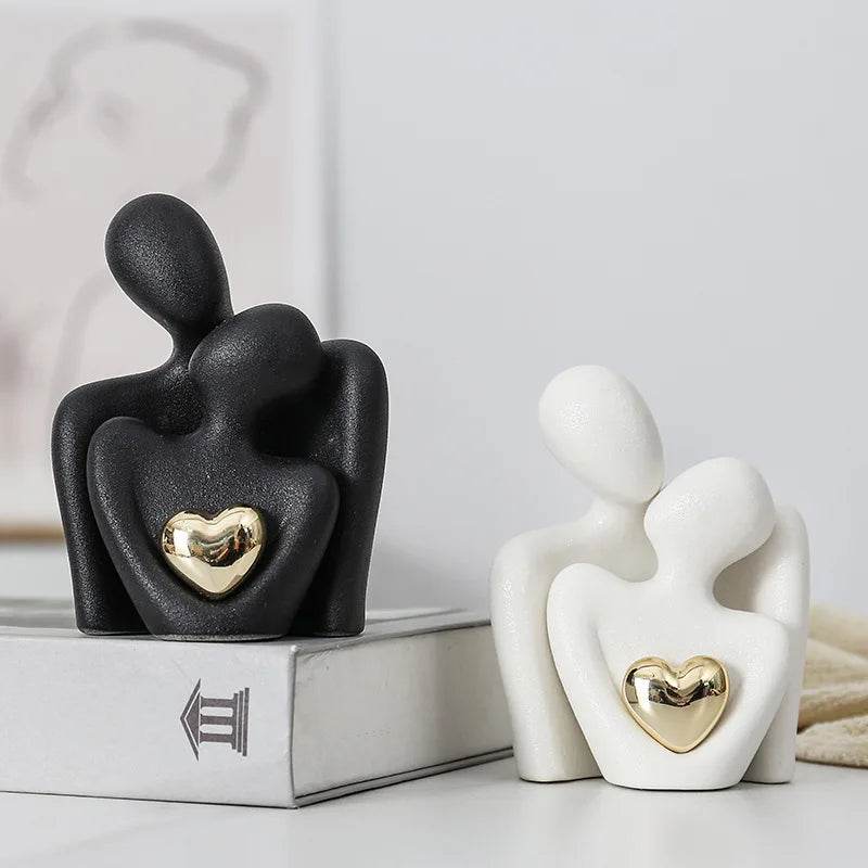 1 Pair Romantic Ceramic Love Embrace Figurines, Earthenware Couple Set, Indoor Decor for Bedroom, Valentine'S Day Festival Gift - P12 Hub Europe