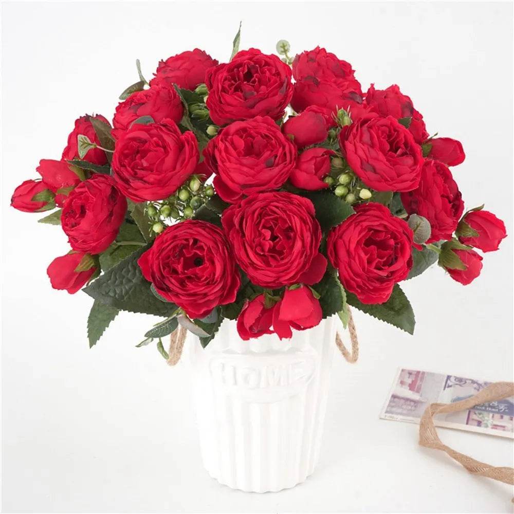 30CM Fake Roses Silk Peony Artificial Flowers Cheap New Year's Christmas Decorations Vase for Home Wedding Bridal Bouquet Indoor - P12 Hub Europe