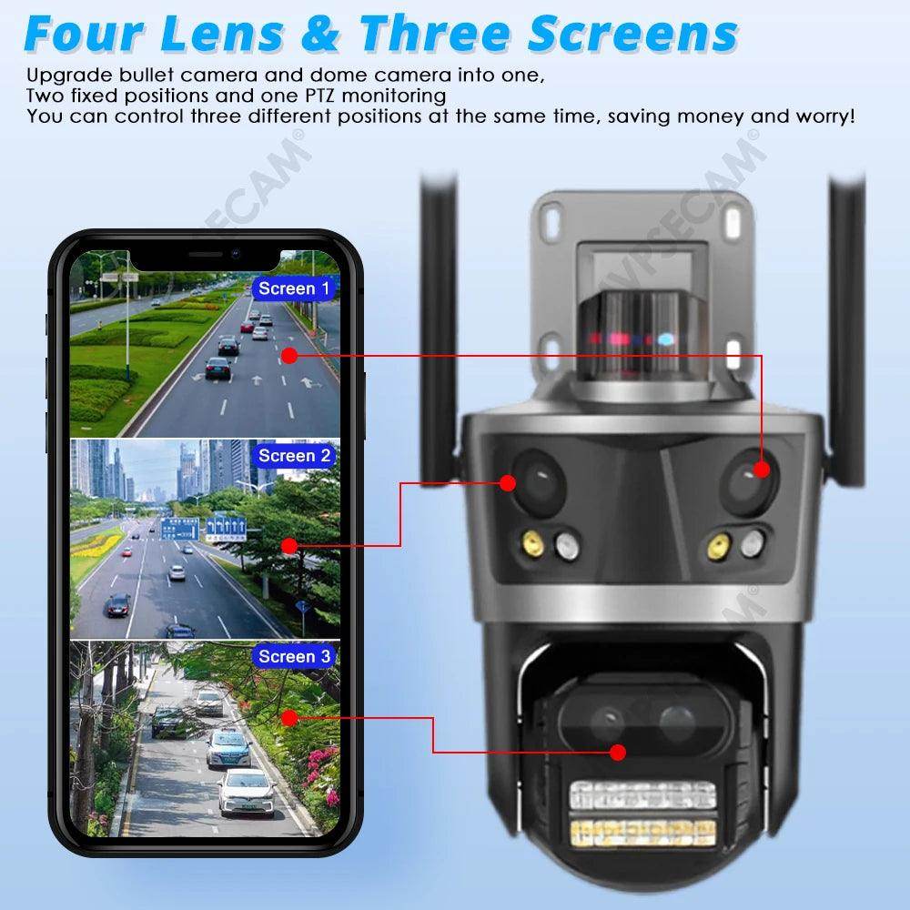 Outdoor PTZ Camera 16MP 4-Lens 8X Zoom, AI Track - P12 Hub Europe