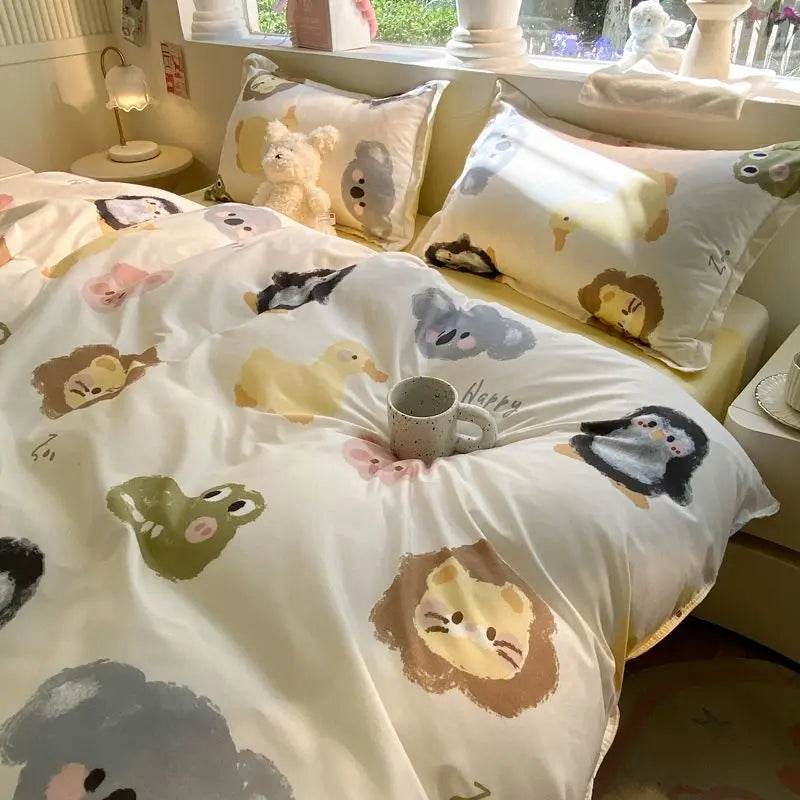 Summer Bedding Set 2024 Ins Twin Queen Duvet Cover Flat Sheet Pillowcase No Filler Girl Boys Hotel Home Bed Linens - P12 Hub Europe
