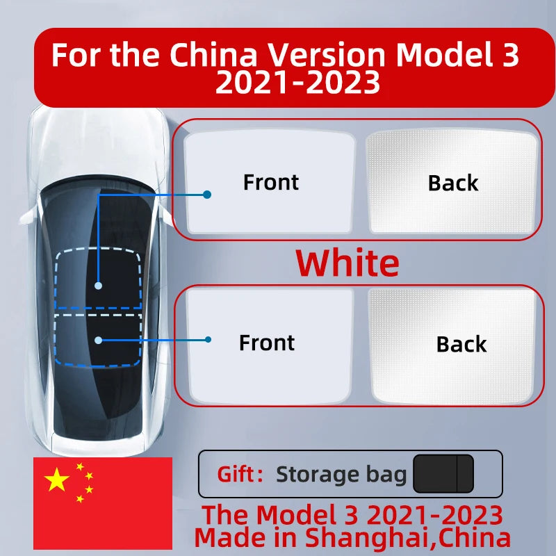 For Tesla Model 3 Y 2021-2025 New Upgrade Ice Cloth Buckle Sun Shades Glass Roof Sunshade Front Rear Sunroof Skylight