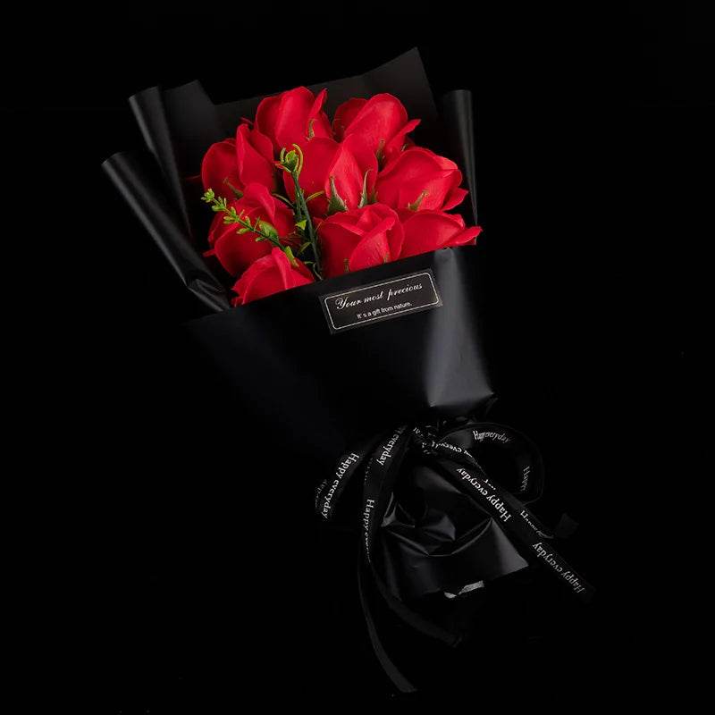 9 Heads Soap Flower Rose Bouquet Artificial Flower for Christmas Wedding Birthday Party Valentine's Day DIY Gift Home Decoration - P12 Hub Europe