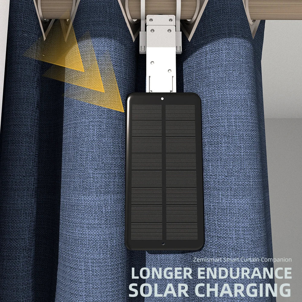 Zemismart Zigbee Smart Curtain Driver Robot Work with Solar Panel For 20-28mm Roman Rod Tuya Smart Life Alexa Homekit