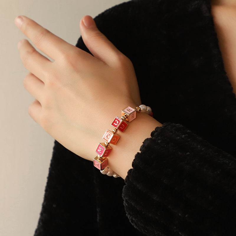 Colorful Beaded Necklace Original Design Square English Combination Bracelet Suit - P12 Hub Europe