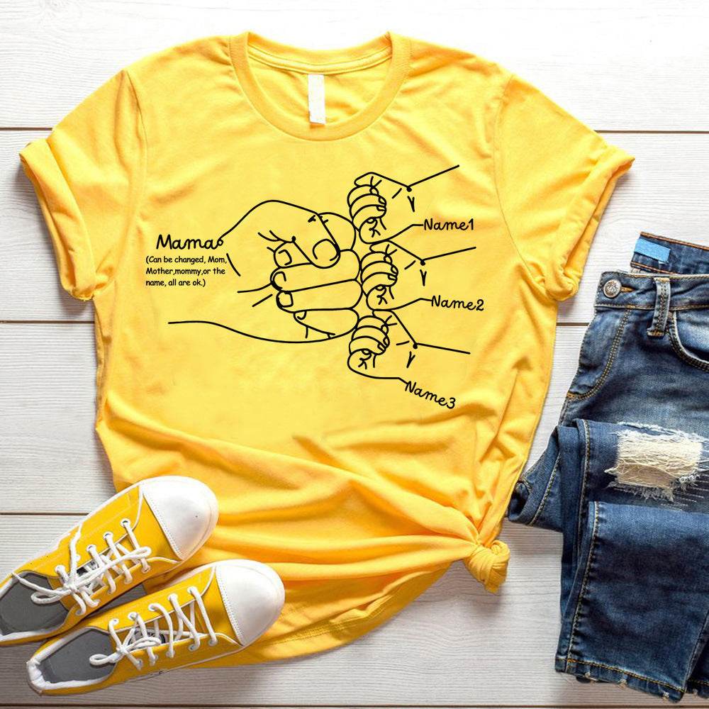 Hand Drawn Mom Kids Fist Collision Shirt Personalized T-shirt - P12 Hub Europe