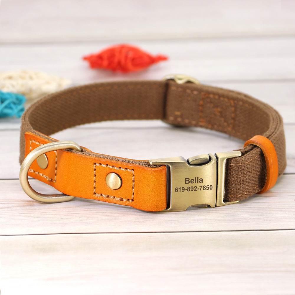 Cowhide Pet Collar Anti Lettering Lost Dog - P12 Hub Europe
