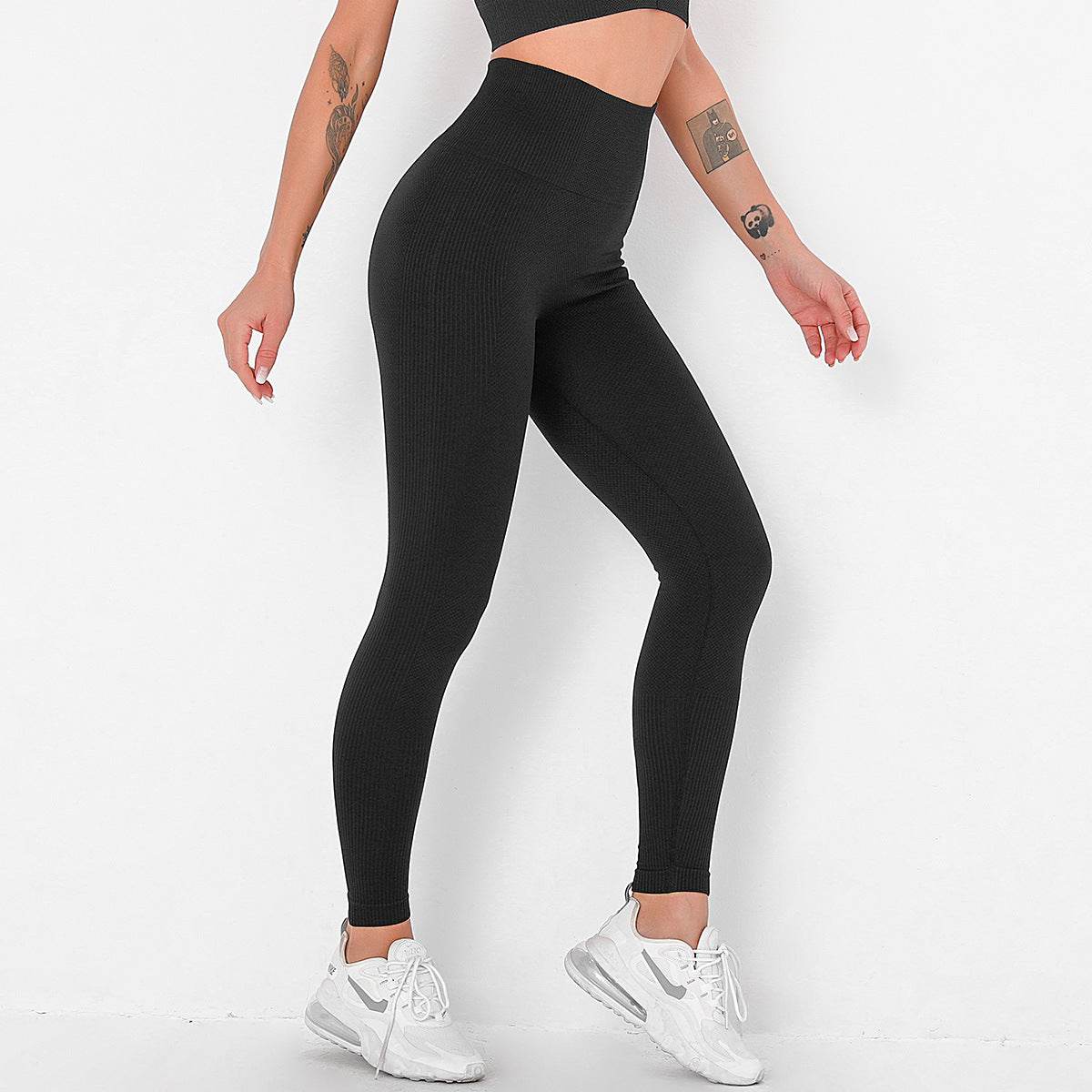 Seamless Solid Color Striped Hip Wicking Yoga Pants - P12 Hub Europe