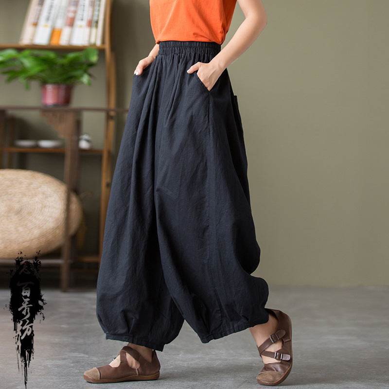 Cotton Linen Women's Sand Washed Linen Bloomers - P12 Hub Europe