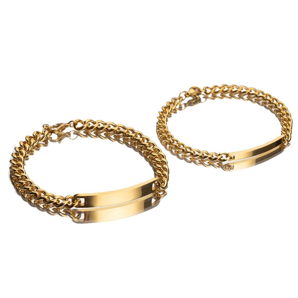 Titanium Steel Curved Plate Rose Gold Plated Men's And Women's Bracelet Bracelet - P12 Hub Europe