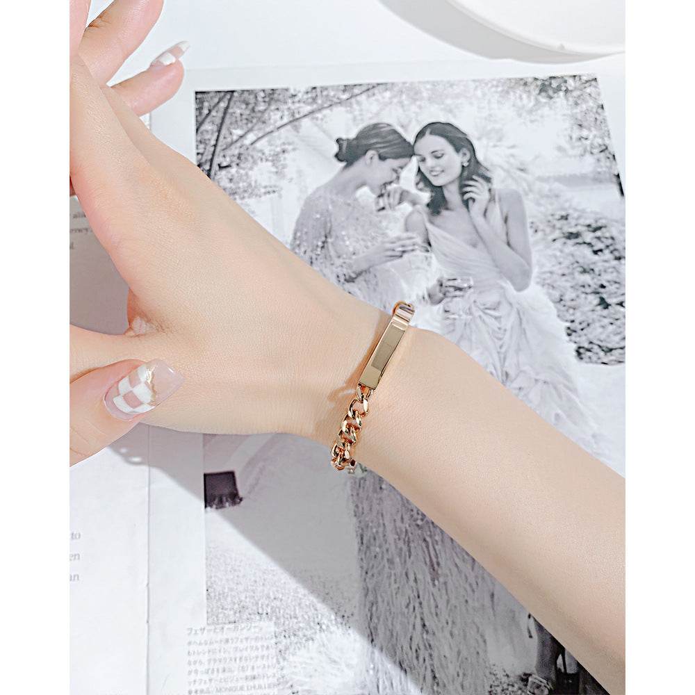 Titanium Steel Curved Plate Rose Gold Plated Men's And Women's Bracelet Bracelet - P12 Hub Europe