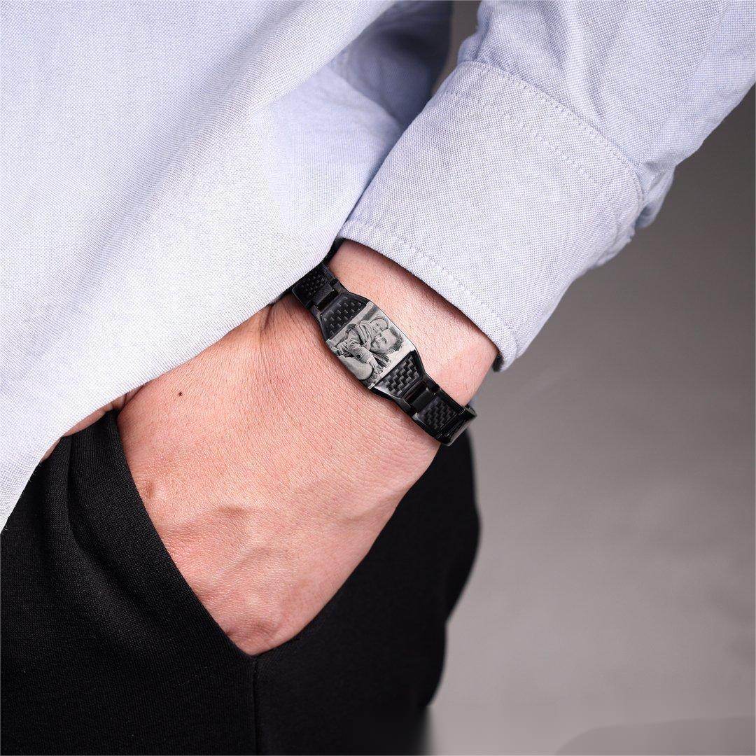 Men's Bracelet Magnet Carbon Fiber Titanium Steel - P12 Hub Europe