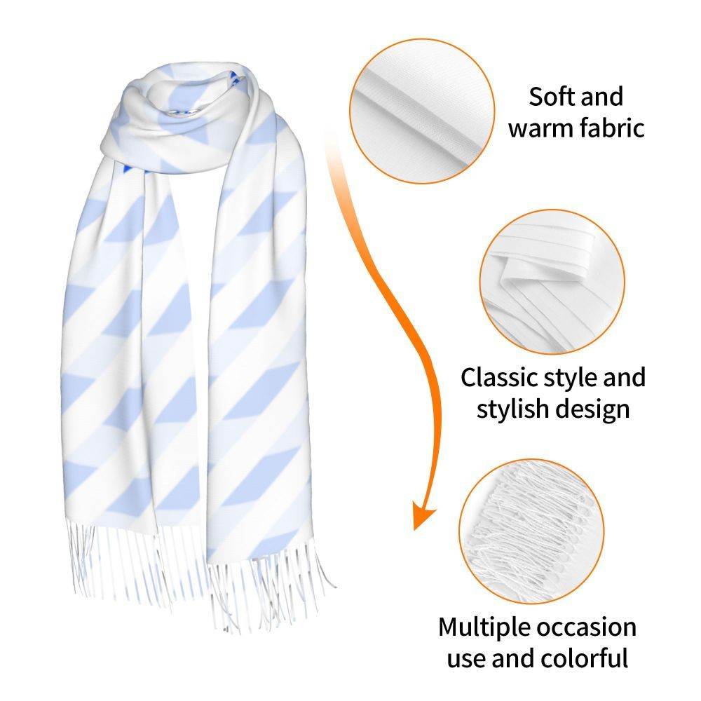 Horizontal Faux Cashmere Thermal Fringe Scarf - P12 Hub Europe