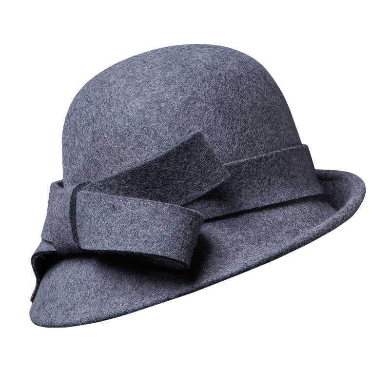 Women's French-style Elegant Retro Woolen Bowler Hat Curling Bow - P12 Hub Europe