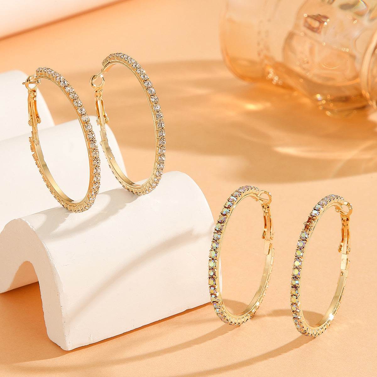 1 Pair European And American Zircon Inlaid Princess Style Large Earrings For Women, Worn At Daily Parties, Wedding Jewelry, Birthday Gifts - P12 Hub Europe