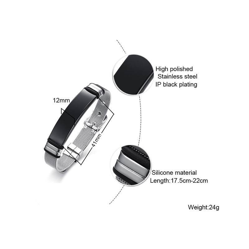 Stainless Steel Mesh Curved Plate Lettering Bracelet - P12 Hub Europe