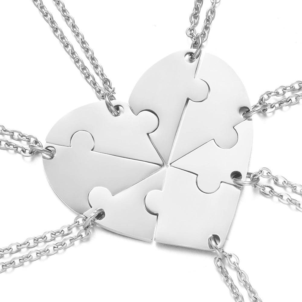 Stainless Steel Combination Heart-shaped Necklace Lettering - P12 Hub Europe