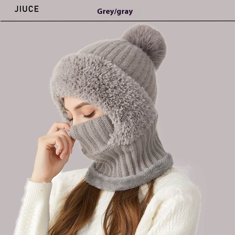 High Elastic Solid Color Knitted Hat Scarf Mask One-piece - P12 Hub Europe