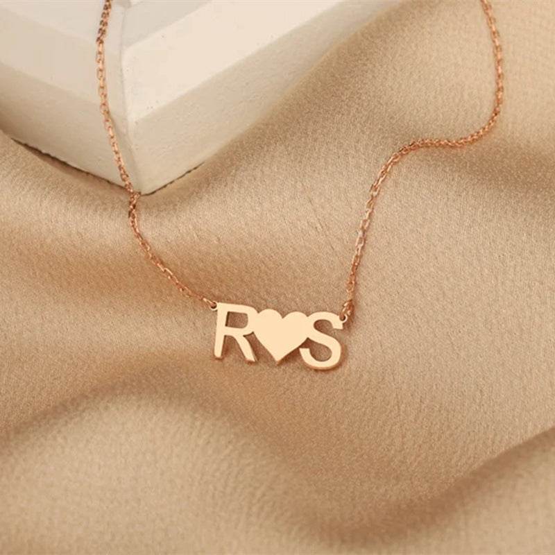 Stainless Steel Gold-plated Personalized Letter Pendant Necklace - P12 Hub Europe