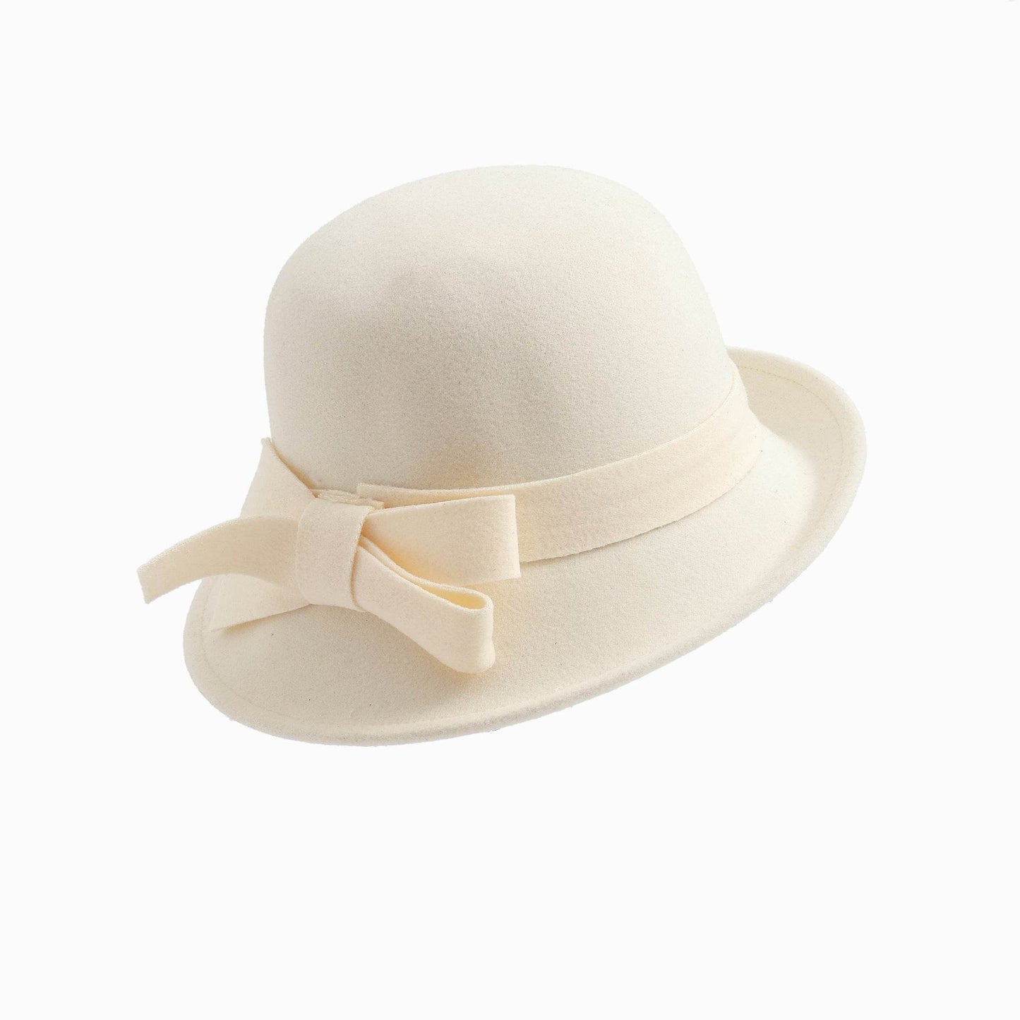 Women's French-style Elegant Retro Woolen Bowler Hat Curling Bow - P12 Hub Europe