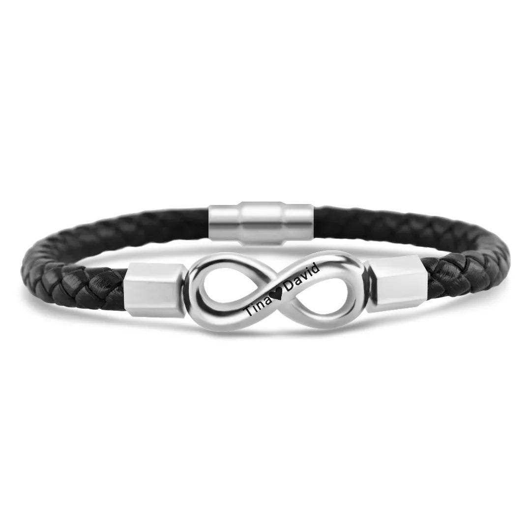 To My Man Custom Names Love You Forever And Always Infinity Leather Bracelet For Husband Dad Son - P12 Hub Europe