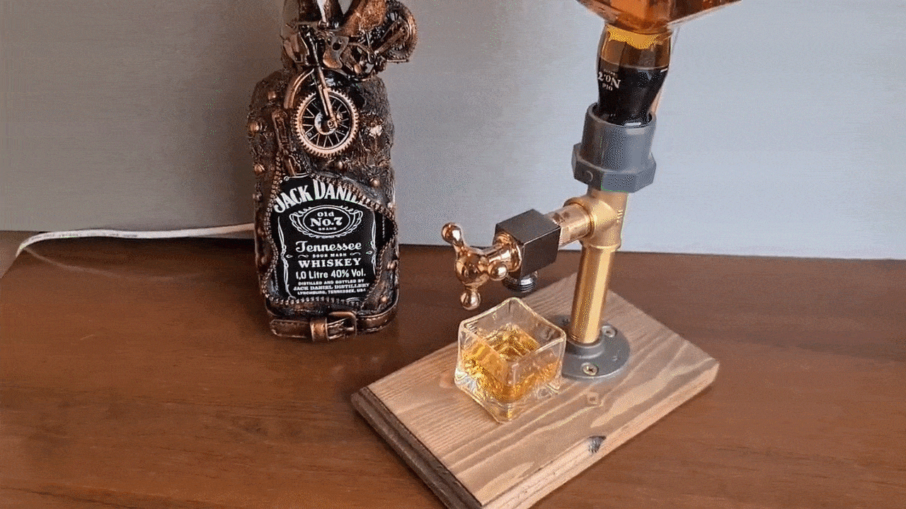 Liquor Alcohol Whiskey Wood Dispenser Whisky Bottle Rack and Pour Acohol Dispenser for Home Bar Unique Gift for All Wine Lovers - P12 Hub Europe