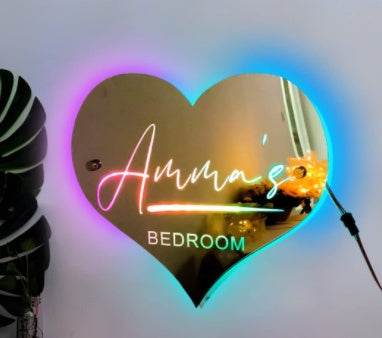 Personalized Name Mirror Light For Bedroom LED Light Up Mirror For Wall Custom Photo Christmas Valentine's Day Wedding Gifts - P12 Hub Europe