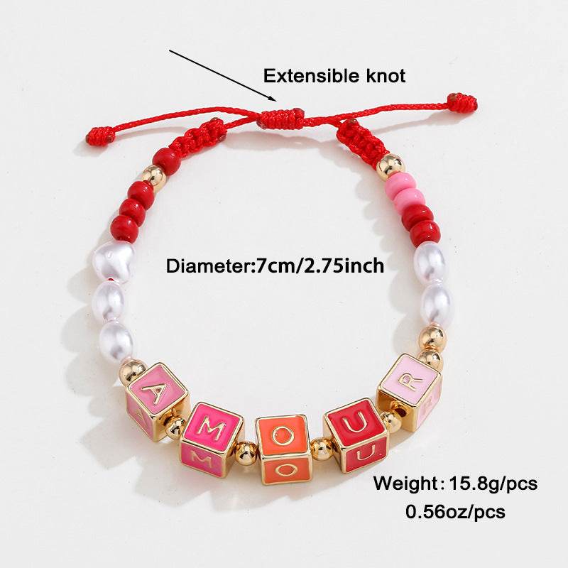 Colorful Beaded Necklace Original Design Square English Combination Bracelet Suit - P12 Hub Europe