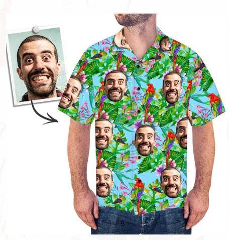 Customized Photo Printed Hawaiian Short Sleeved Casual Shirt - P12 Hub Europe