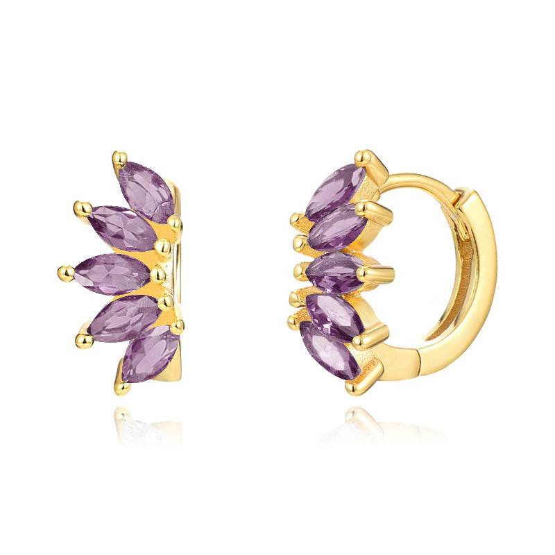 Ins Style Color Zircon All-match Earrings Symmetrical Horse Eye Stone - P12 Hub Europe
