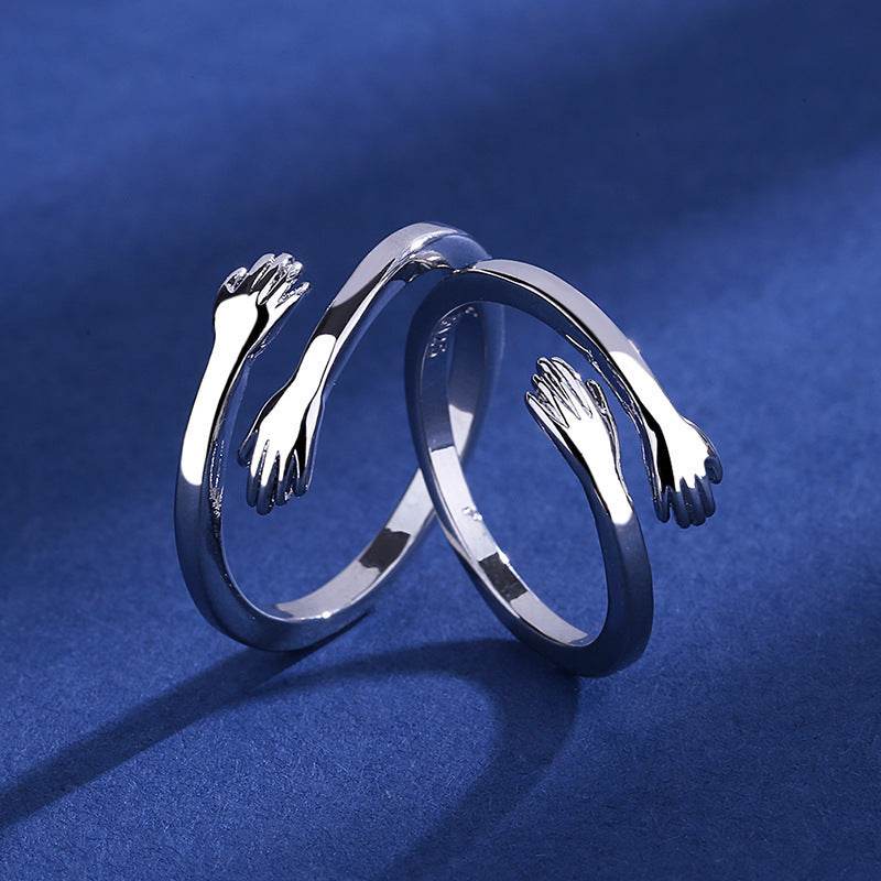 S925 Silver Hug Palm Finger Smooth Exquisite Couple Ring - P12 Hub Europe