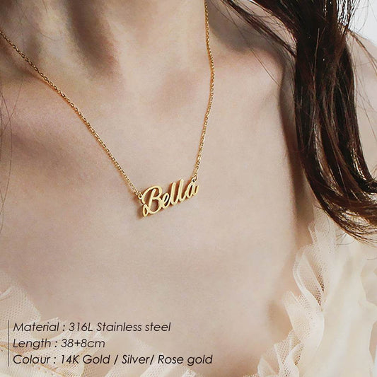 Personalized Letter Name Necklace For Women Gold Stainless Steel Chain - P12 Hub Europe