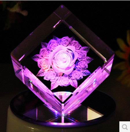 3D Crystal Inner Carved Rose Ornaments - P12 Hub Europe