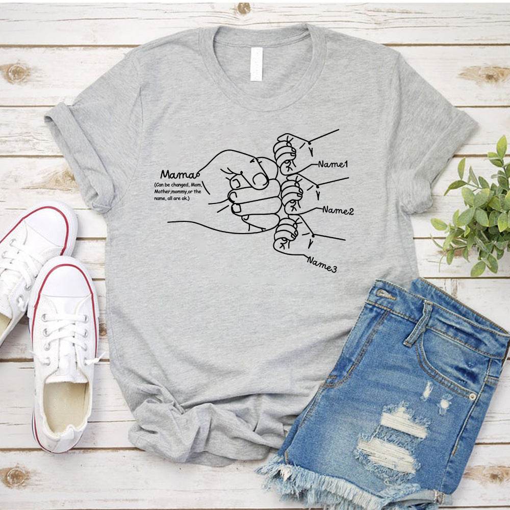 Hand Drawn Mom Kids Fist Collision Shirt Personalized T-shirt - P12 Hub Europe