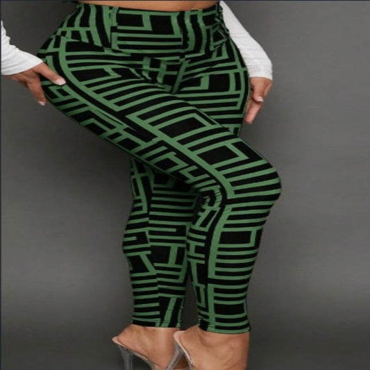 Casual Women Geometric Print Knitted Leggings - P12 Hub Europe