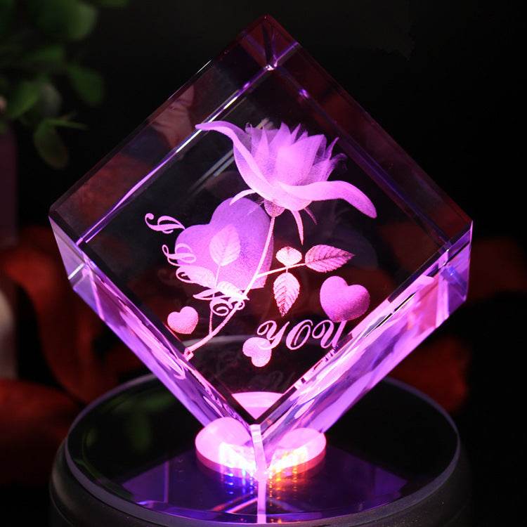 3D Crystal Inner Carved Rose Ornaments - P12 Hub Europe