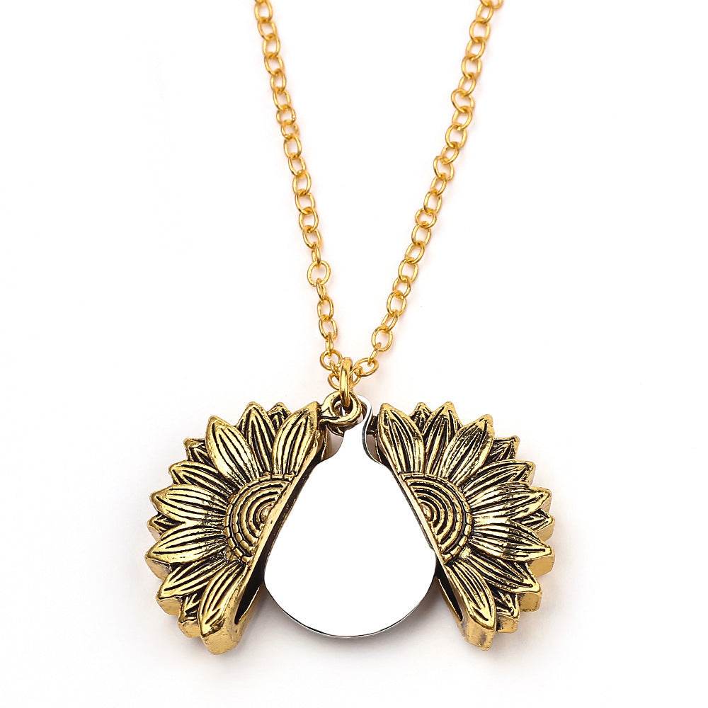Personalized Engrave Name Date Sun Flower Necklace Fashion Custom Text For Women Men Choker Chain Jewelry Charm Gift - P12 Hub Europe