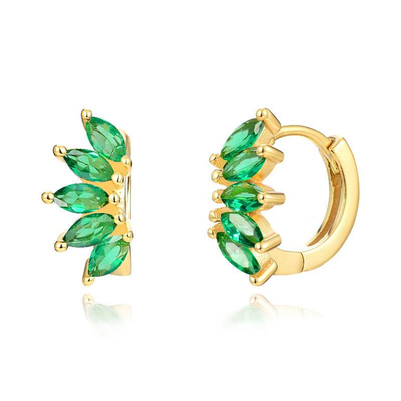 Ins Style Color Zircon All-match Earrings Symmetrical Horse Eye Stone - P12 Hub Europe