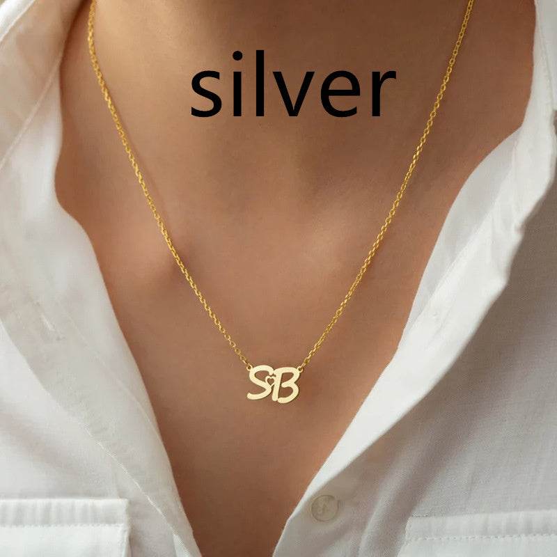 Stainless Steel Gold-plated Personalized Letter Pendant Necklace - P12 Hub Europe